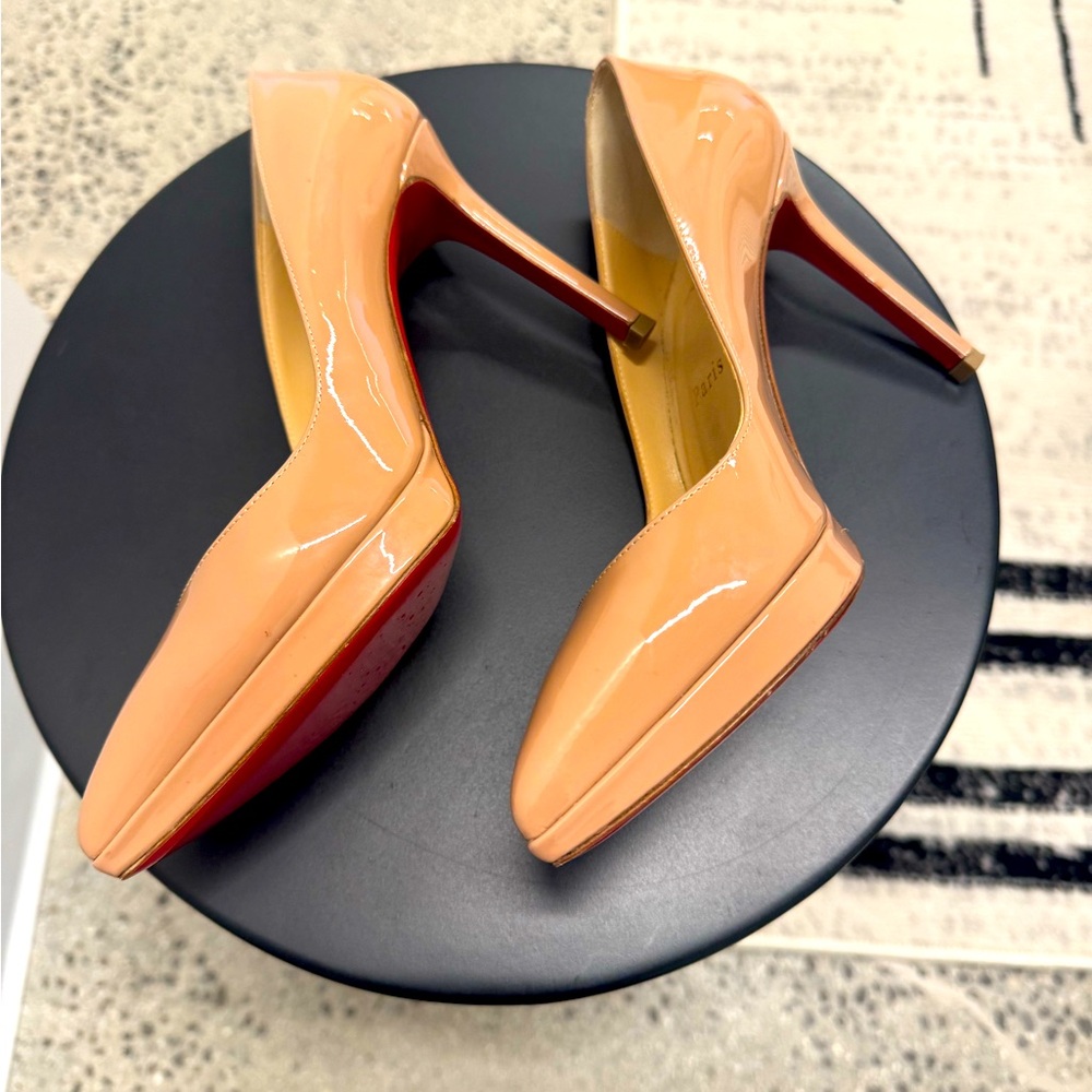 Christian Louboutin Pigalle Plato 100mm Nude Patent Heels!